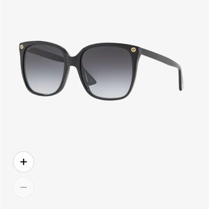 Gucci Black Square Sunglasses with Gradient Gray Lenses and Gold Accents